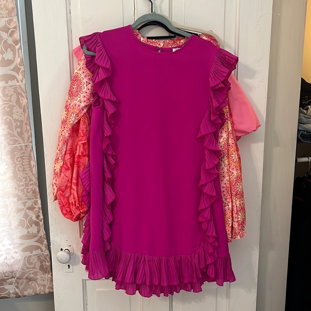 Hot pink ruffle dress